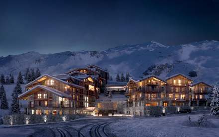 Restaurant at night, Le Télémark Mountain Brasserie in Les Ménuires, by the slopes